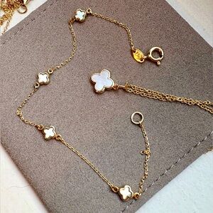 Mini 14k Clover Necklace and bracelet set